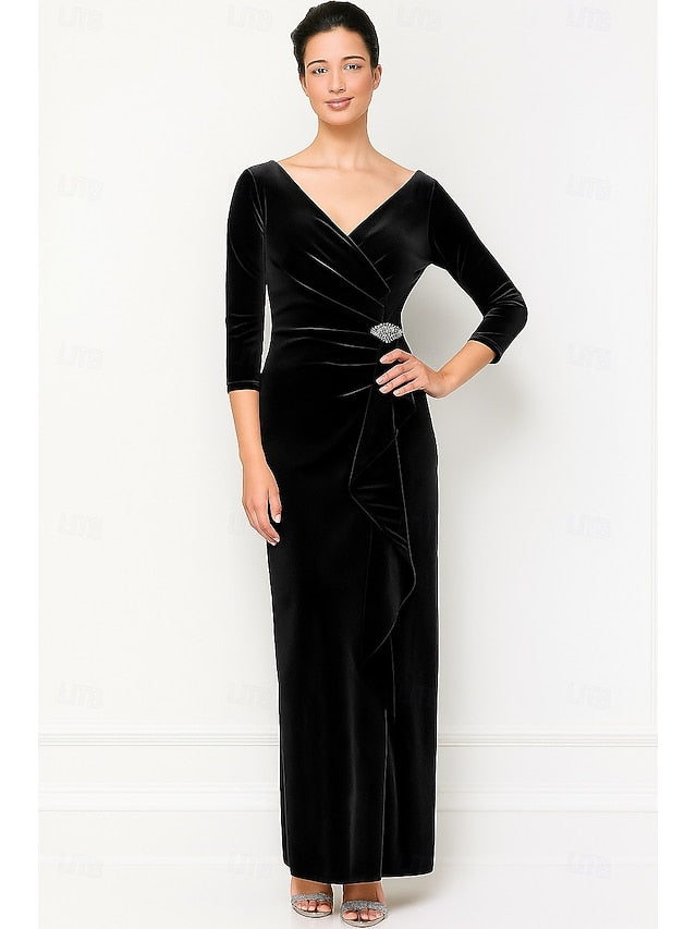 Bride Vintage Mother Column Sheath V / the Neck Dress of Elegant FashionChic