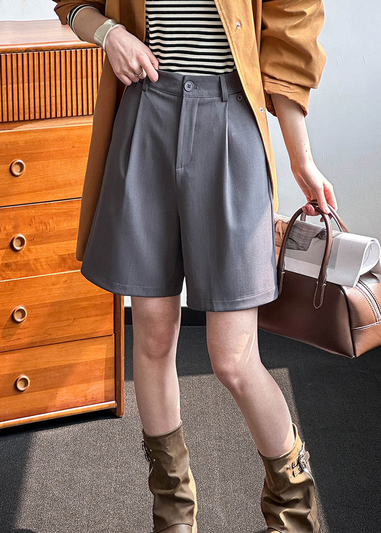 New Grey Pockets High Waist Spandex Shorts Summer AF1015 HS-SPTS240914