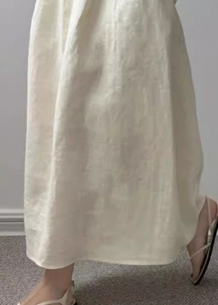 New Beige Pockets Solid High Waist Cotton Skirts Summer QP050 OL-SKTS241001