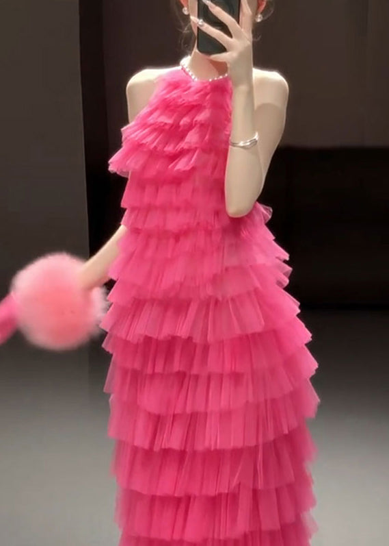 Backless Dresses Beautiful Rose Solid Pleated Sleeveless FashionChic