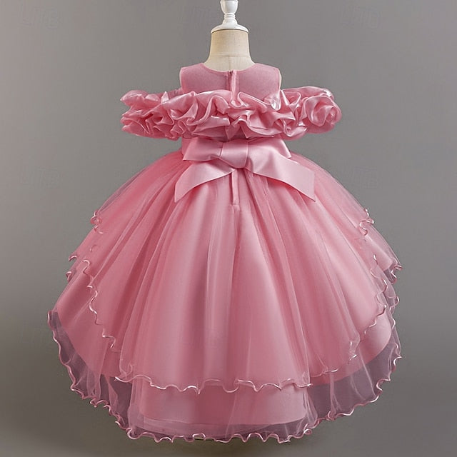 Dress Floral Sleeve Wedding Girls' Short Kids Party Flower FashionChic