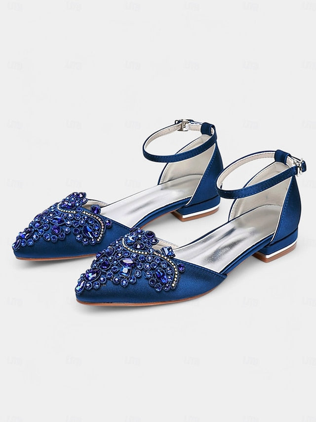 Flats – Green Embellished Vintage Gemstone Pointed-Toe Style FashionChic