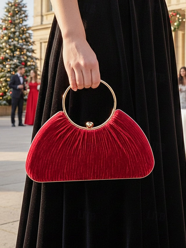 Women's Christmas Elegant – Handbag Velvet Party Red FashionChic