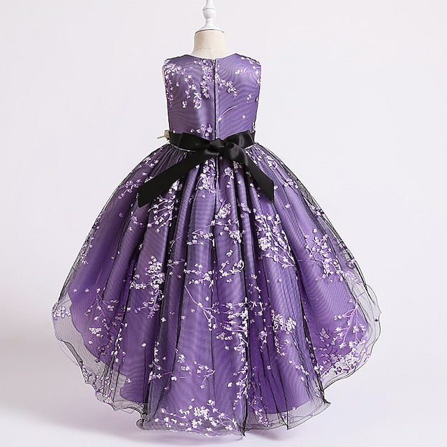 Sleeveless Floral Girls' Kids Solid Dress Wedding Colored FashionChic
