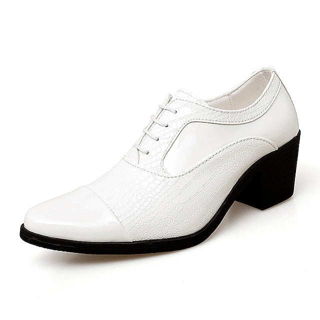 Men's Oxford Leather Pattern Faux Black Patent Crocodile FashionChic