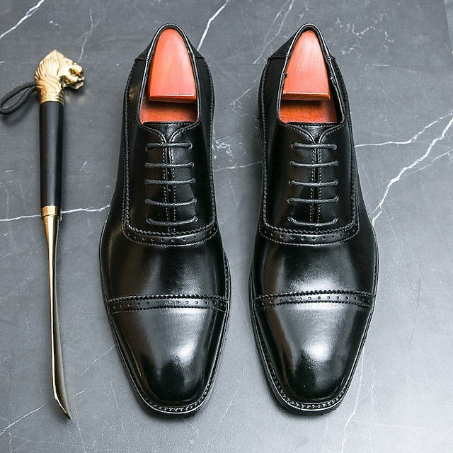 Classic Oxford – Leather Brown Shoes Men's Faux Brogue FashionChic
