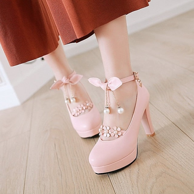 Mary Wedding Elegant Heels �?Platform Girls' Jane White FashionChic