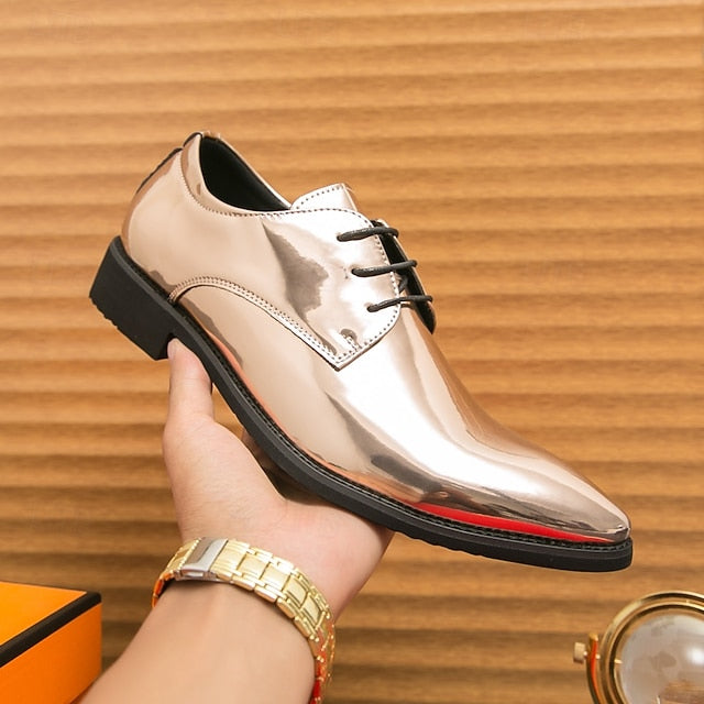 for Formal Green Glossy Men Lace-Up Shoes Patent Leather – FashionChic