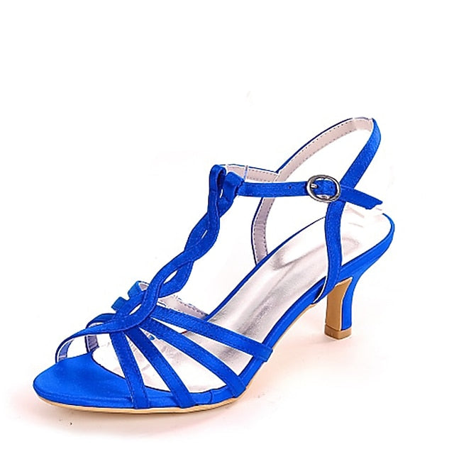– Mid-Heel Satin Women's Purple Strappy Elegant Sandals FashionChic