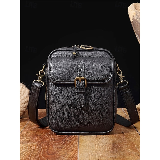 Bag Front Brown with Faux Vintage Leather Women's Crossbody FashionChic