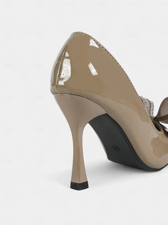 Toe High Women's Nude Leather Pumps - Heel Pointed Patent FashionChic