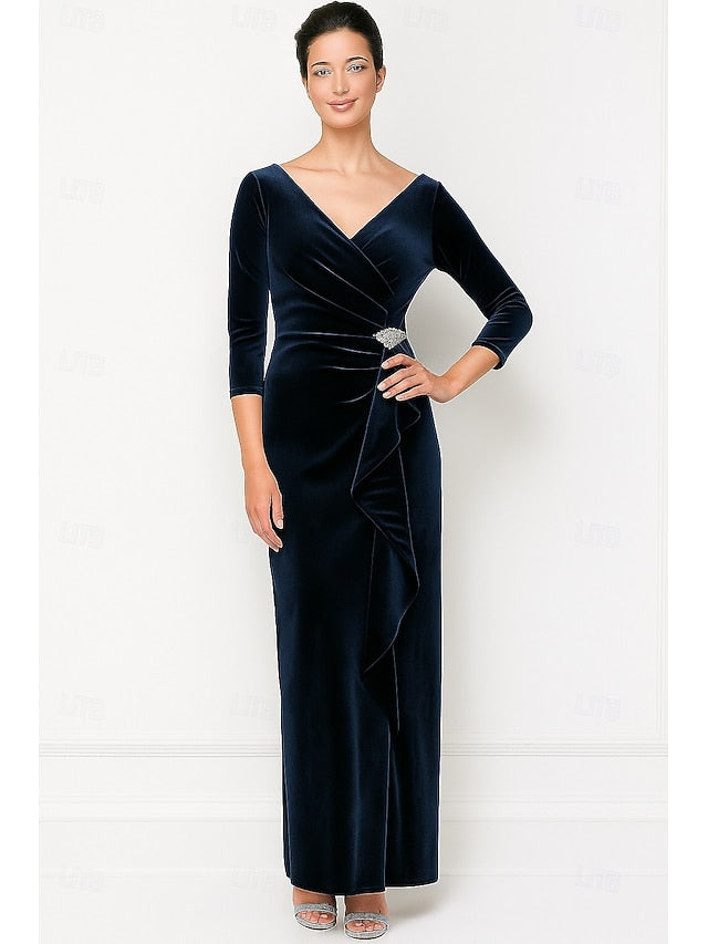 Bride Vintage Mother Column Sheath V / the Neck Dress of Elegant FashionChic