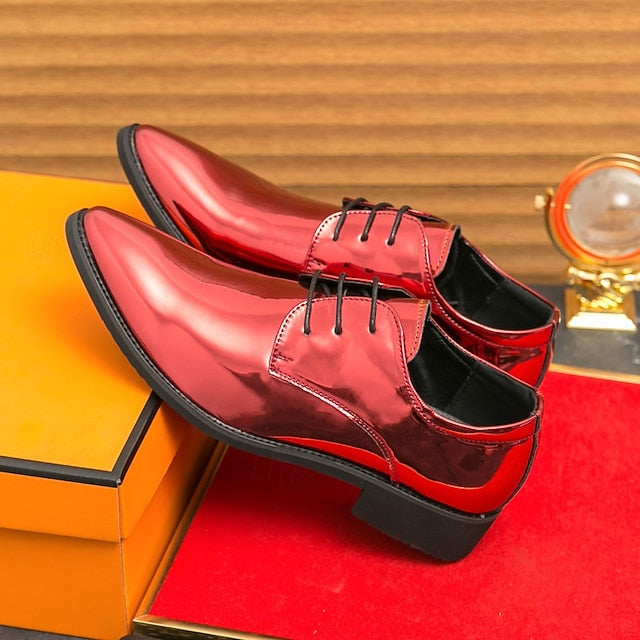 for Formal Green Glossy Men Lace-Up Shoes Patent Leather – FashionChic