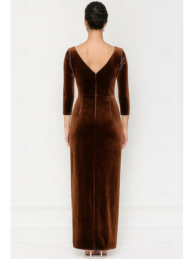 Bride Vintage Mother Column Sheath V / the Neck Dress of Elegant FashionChic