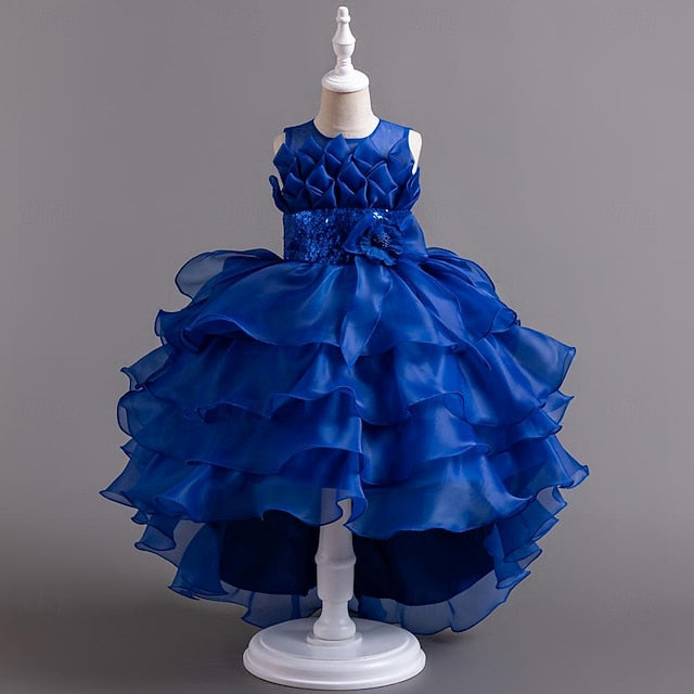 Color Dress Solid Party Sequin Kids Flower Girls' FashionChic