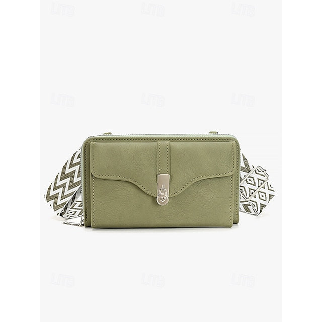 Crossbody Faux Women's Geometric Bag Pattern with Leather FashionChic