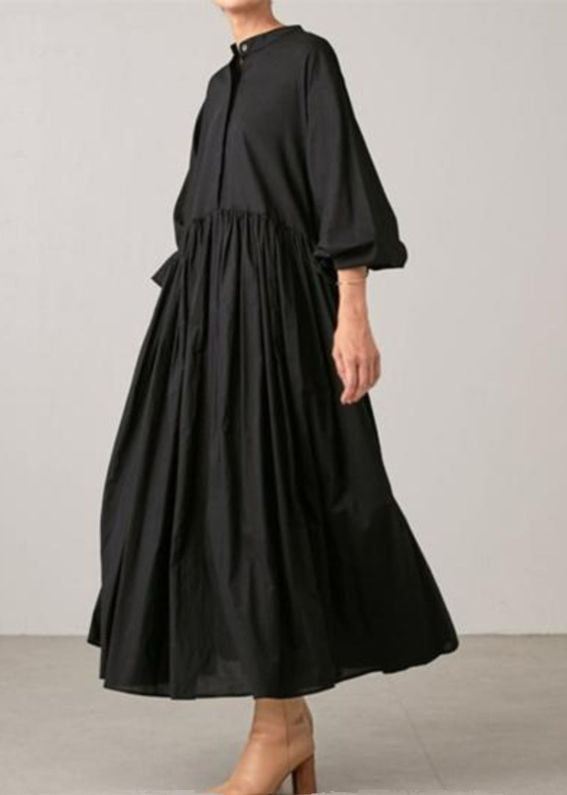 Grey Dress Classy Shirts Solid Cotton Wrinkled Spring FashionChic