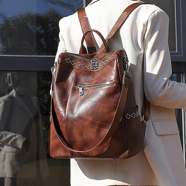 Large Backpack Women's - Leather Multi-Function Capacity FashionChic
