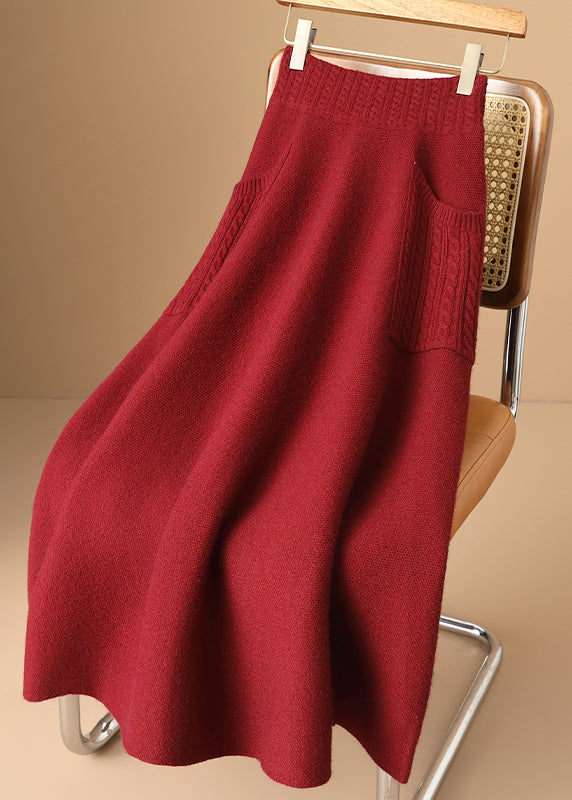 Organic Light Camel Pockets Woolen Knit Skirt Winter RV032 ABC