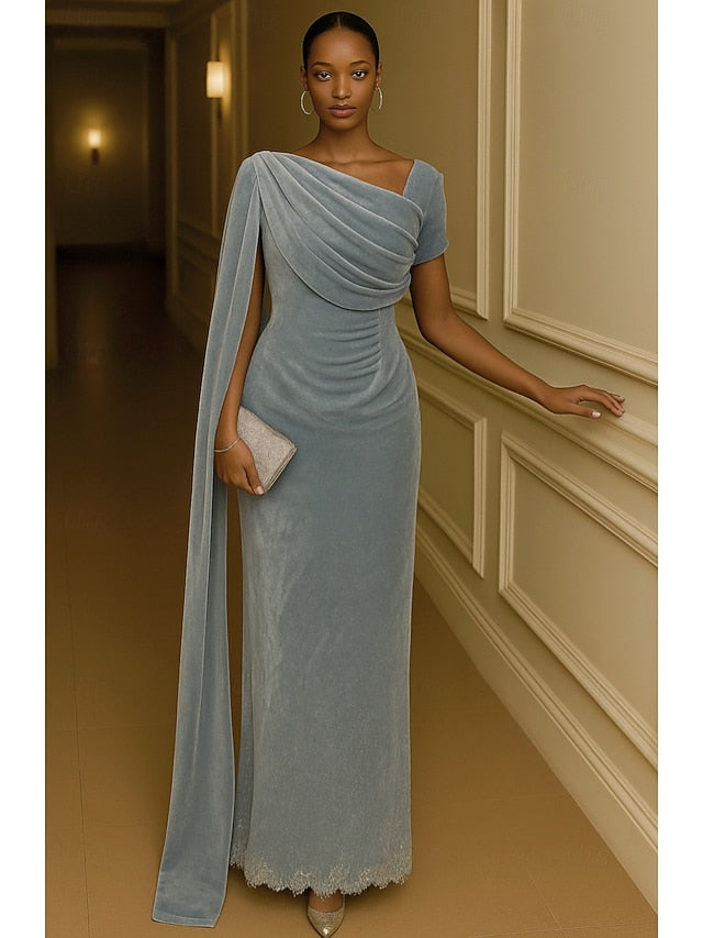 Sheath Column Formal Elegant Blue Gown Dress Evening Black / FashionChic