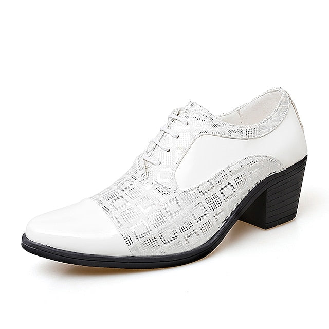 Heel Oxford Men's Patent Shoes and Red Leather Black Block FashionChic