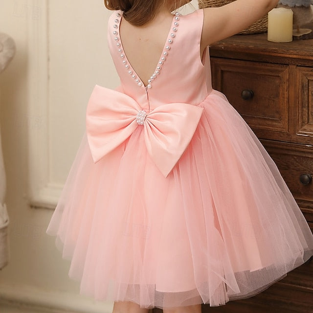 Solid Color Dress Wedding Girls' Kids Party Sleeveless FashionChic