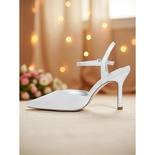 Women's Green - Ankle Strap Heels Satin with Stiletto FashionChic