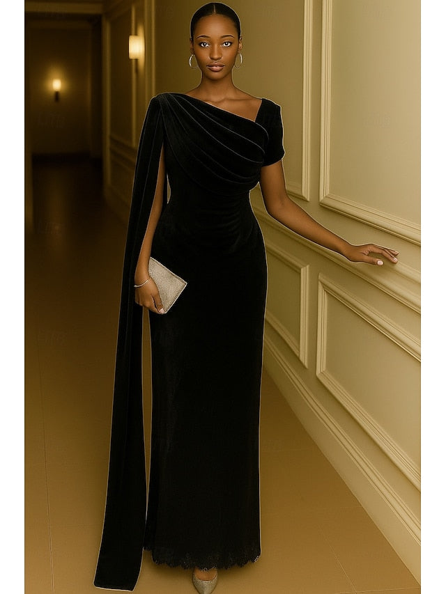 Sheath Column Formal Elegant Blue Gown Dress Evening Black / FashionChic