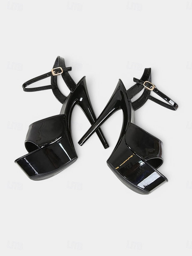 Sandals for - Platform Leather Red Peep Patent Women Toe FashionChic