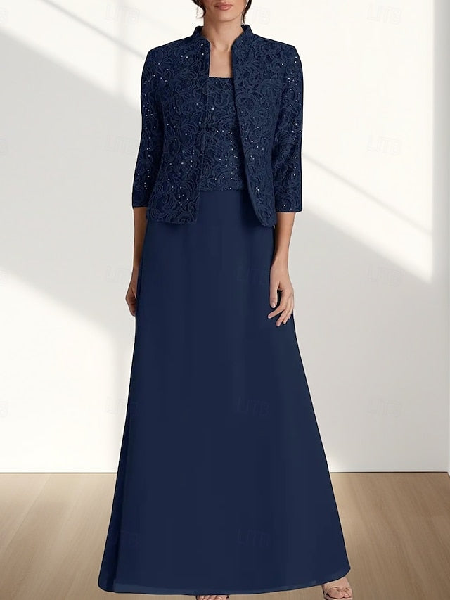 Two Mother Piece the A-Line Wedding Bride Guest of Elegant Dress FashionChic