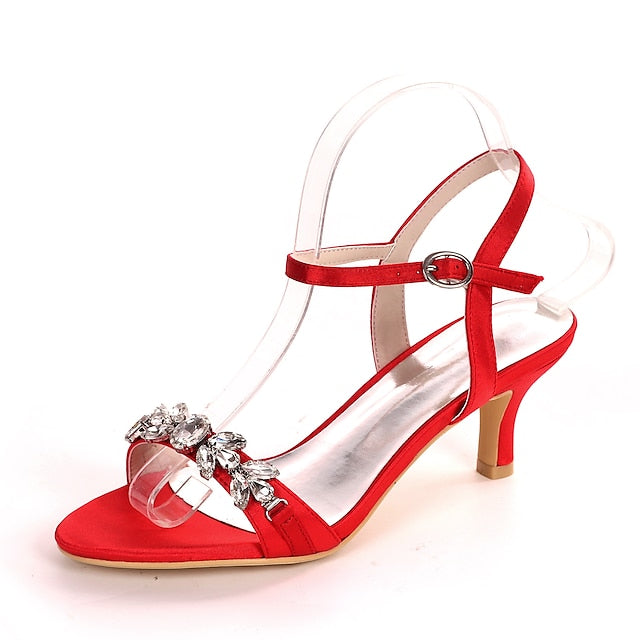 – Sandals Silver Heeled Rhinestone Women's Elegant FashionChic