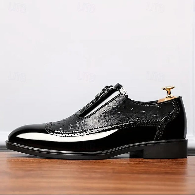 Tan with Men's Patent Formal Shoes Colorblock and Black FashionChic