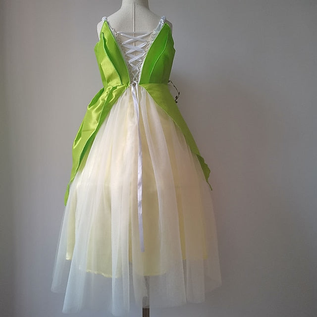 Flower Bell Princess Tinker Fairytale Theme Tiana Girl Dress FashionChic