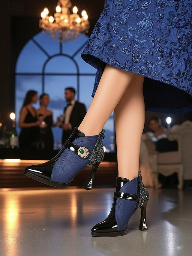 Heel Women's Ankle Glitter High Boots FashionChic