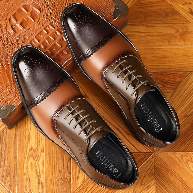 Brogue Black Shoes Brown Men's Faux and – Two-Tone FashionChic