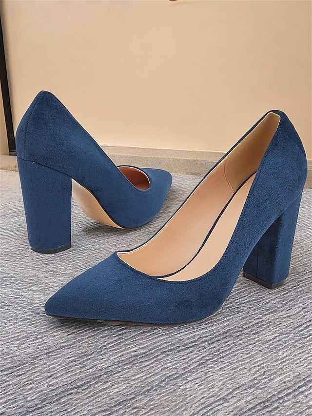 Classic Suede Women's Heel | Block Pointed High Heels Toe FashionChic