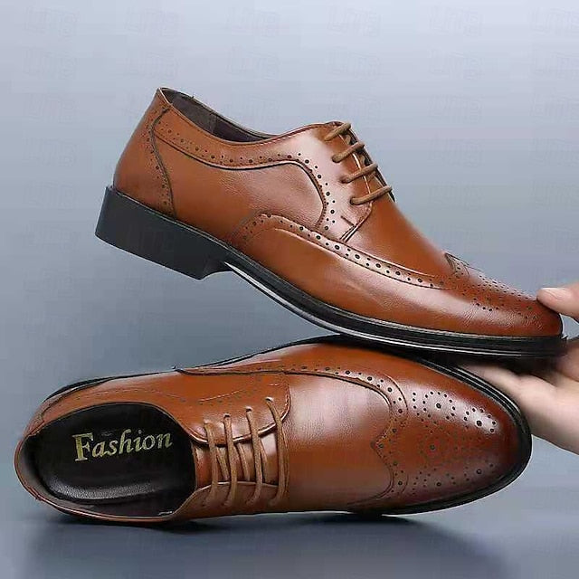 Brogue Formal Oxford - Shoes White Dress Men's Classic FashionChic