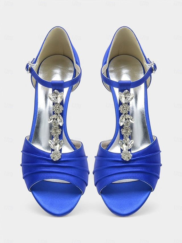 Satin Detail Open-Toe with White – Heels Bridal Crystal FashionChic