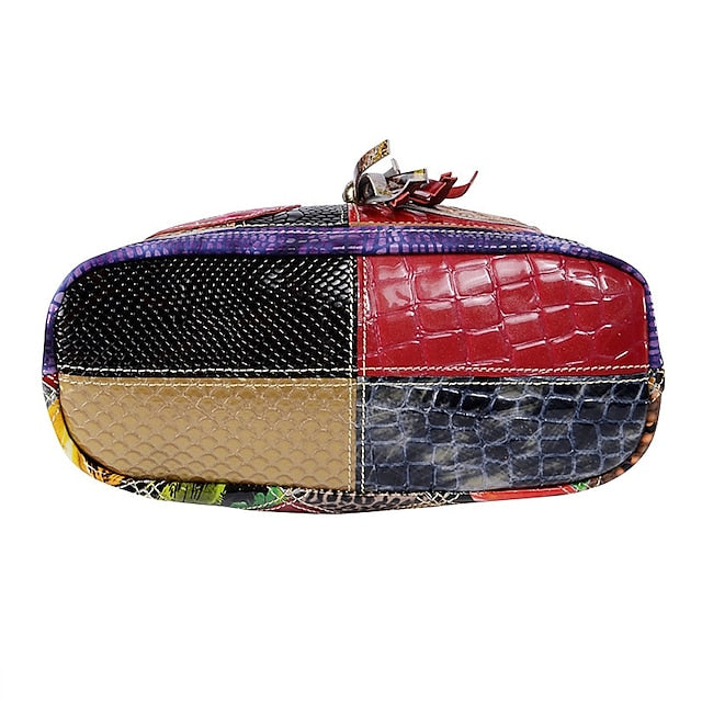 - Shoulder Women's Bag Colorful Bohemian Leather Patchwork FashionChic