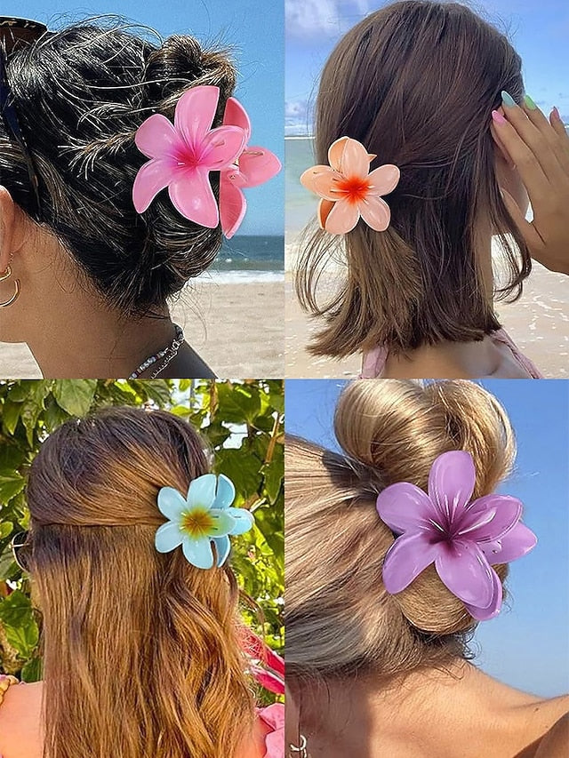 Clips Flower Plumeria Hair – Resin Tropical 6PCS Hawaiian FashionChic