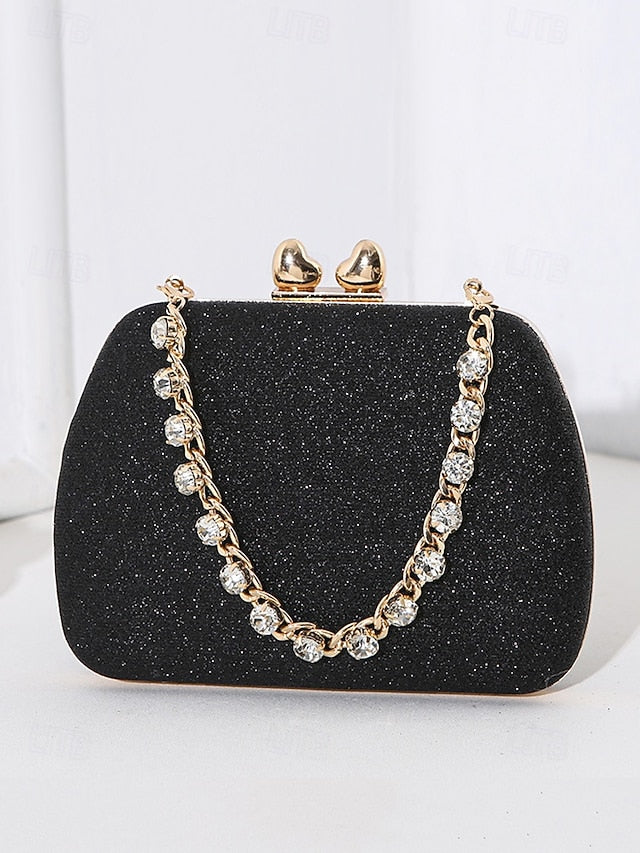 Glitter Sage Clutch Women's with Evening Green Rhinestone FashionChic