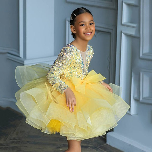 Sleeve Sequin Fall Summer Girls' Spring 3D Dress Long FashionChic