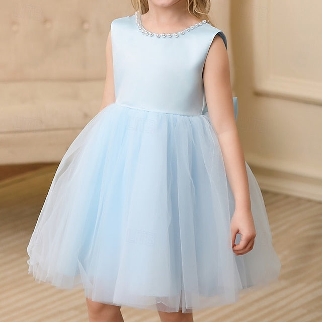 Solid Color Dress Wedding Girls' Kids Party Sleeveless FashionChic