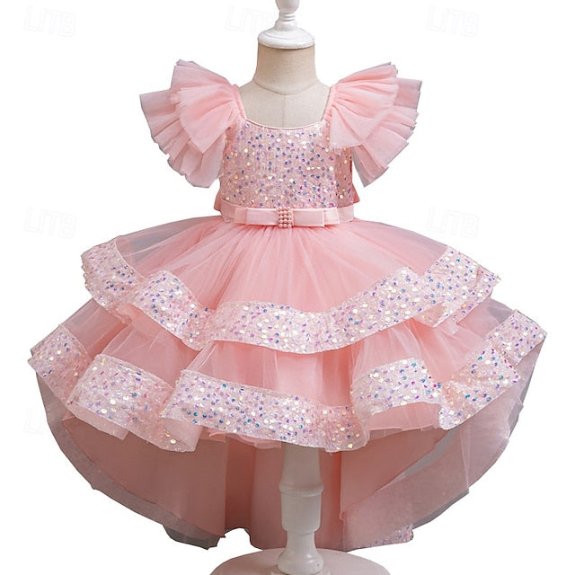 Girls' Wedding Sleeveless Dress Kids Party Special Sequin FashionChic