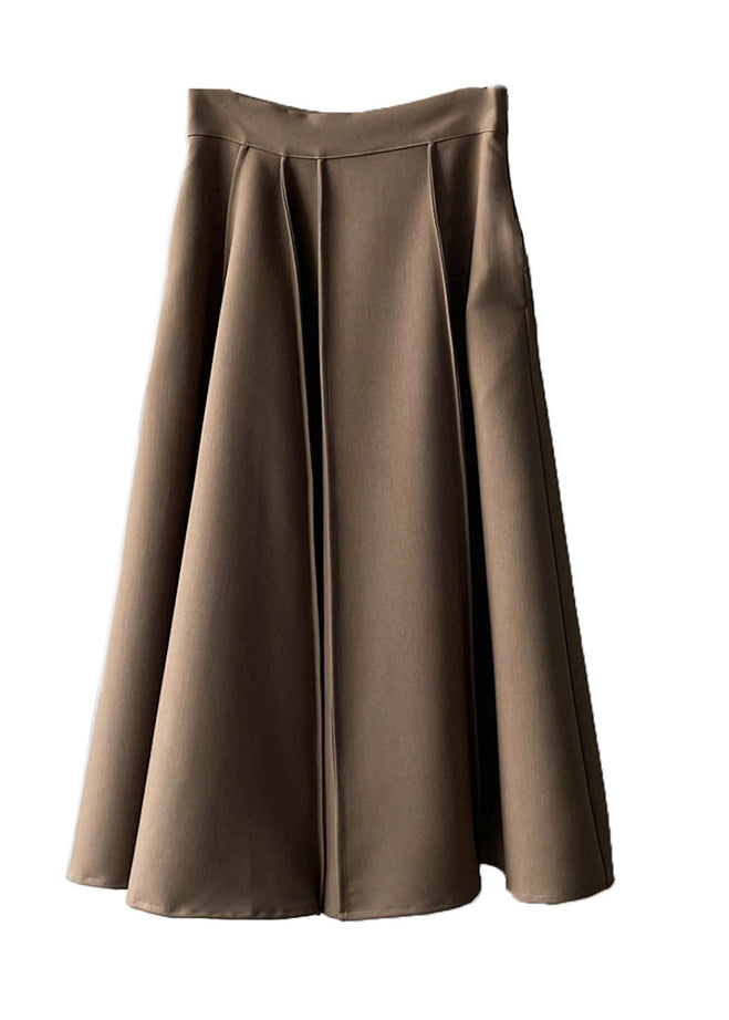 French Khaki High Waist Wrinkled Exra Large Hem Skirts Autumn WD024 HS-SKTS241103
