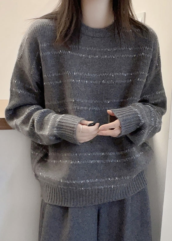 Art Pink O Neck Cozy Cotton Knit Sweater Fall QX029 shopify