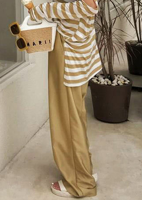 New Gold Button Pockets High Waist Silk Pants Summer QP001 OL-LPTS241001