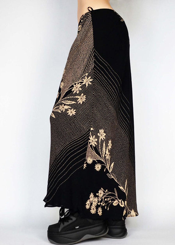 Art Low Waist Skirts Print Spring Holiday Black FashionChic