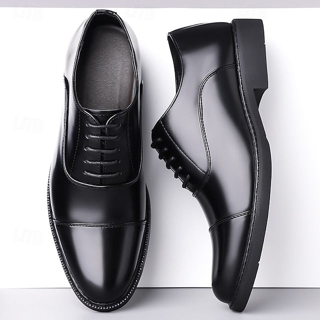 Shoes Dress Brown Oxford Design Cap-Toe Classic Men's – FashionChic