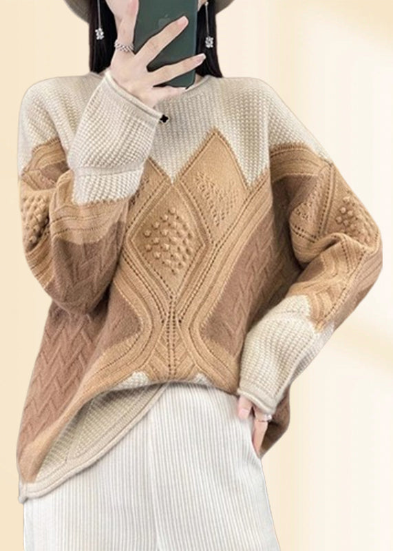 Beautiful Green O-Neck Plaid Cotton Knit Sweaters Fall QP018 OL-NTP241001